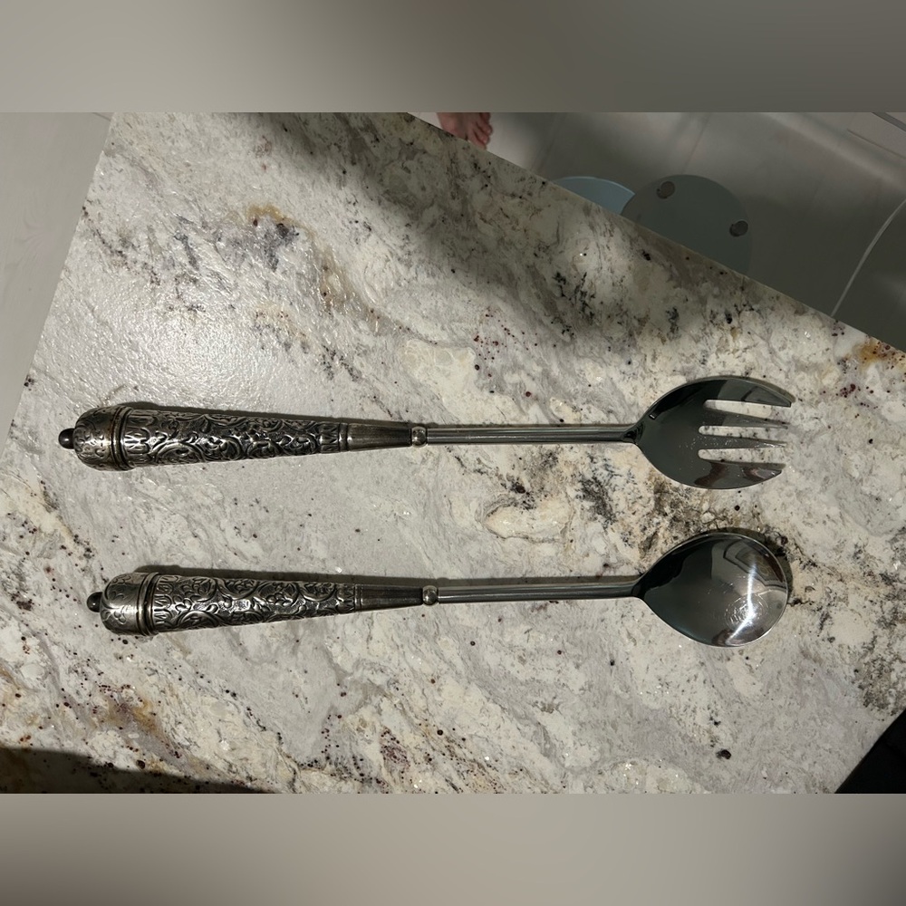 Elegant Silver Salad Serving Set